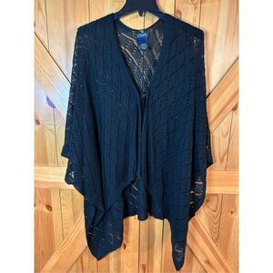 Chaps knit open cardigan/wrap one size black (0494) Read￼
